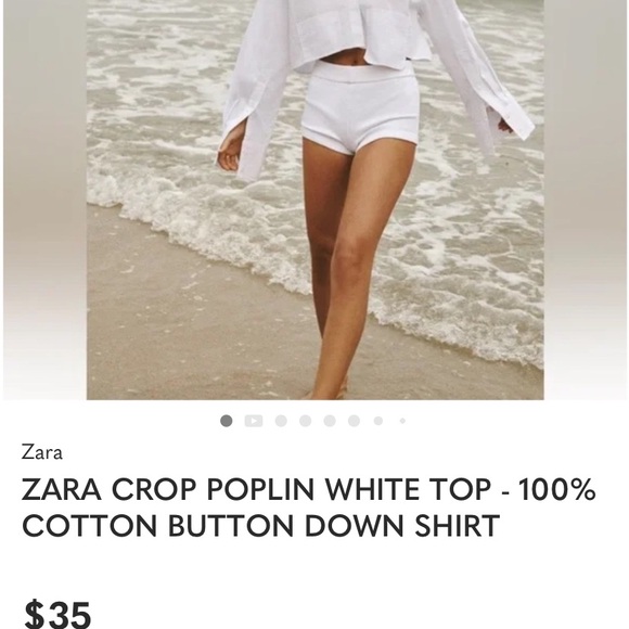 Zara Cropped Cotton Linen White Blouse for Women Small - Picture 6 of 12